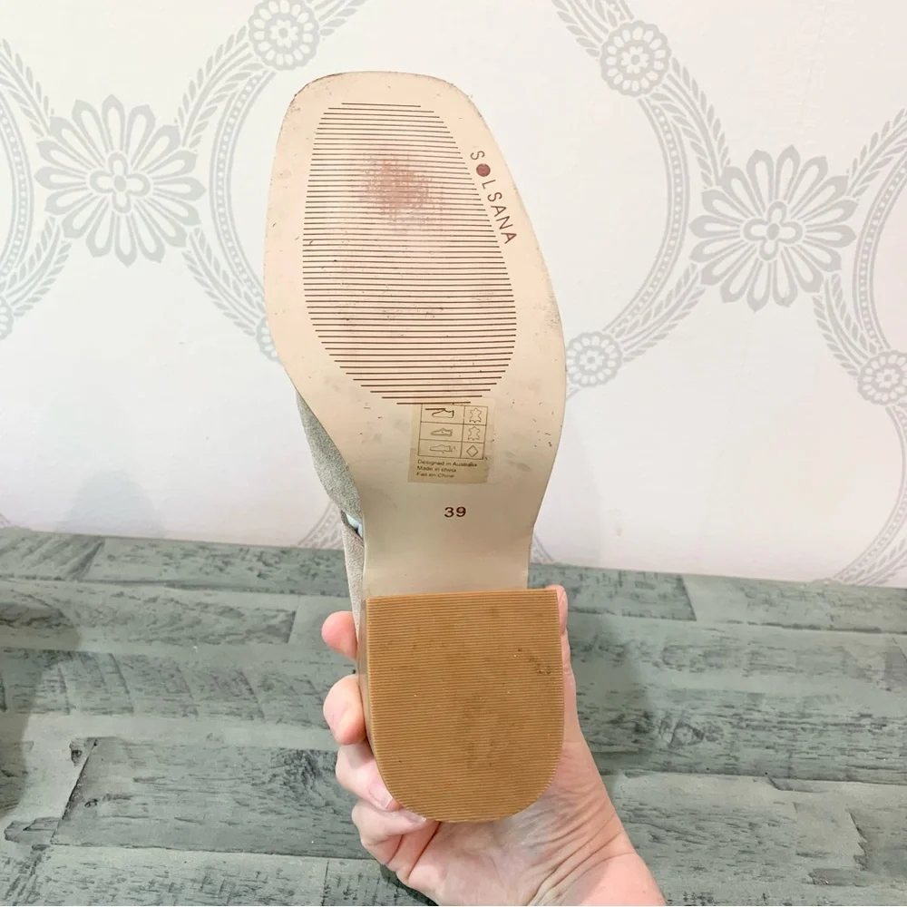 New Sol Sana Dice Mule Sandals Taupe 8.5 New